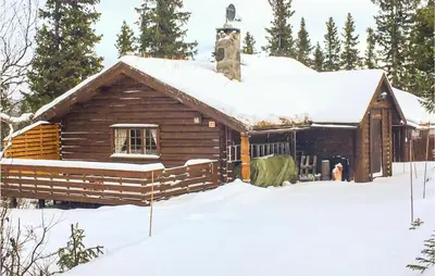 a log cabin in the snow at 4 Bedroom Lovely Home In Ål in Ål