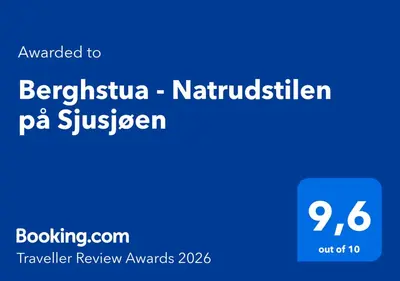 a blue sign with the words bergiseliken rattilian aza subsystem on at Berghstua - Natrudstilen på Sjusjøen in Sjusjøen