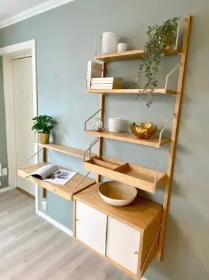 a shelf with a bowl on it in a room at Apartment «Ladegården» in Bergen in Bergen