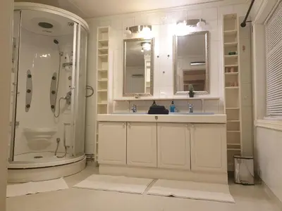 a bathroom with a shower and a sink at Holiday Home in Gol