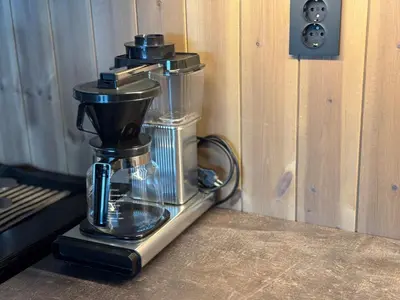 a blender sitting on top of a counter at New apartment, Gausta in Rjukan. Ski in/ ski out in Rjukan