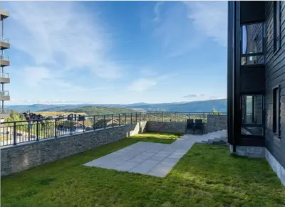 a view from the balcony of a house at Riddertunet apartment 101 in Beitostøl