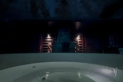 a white sink in a room with a window at Voss Waterfalls - Norway Mountain Cabin & Traveller Award Winner! in Vossevangen