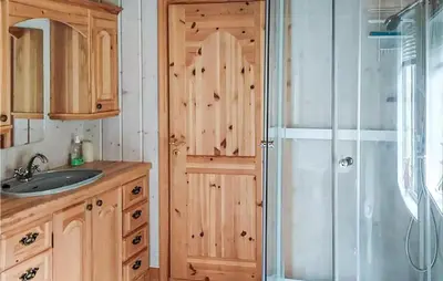 a bathroom with a shower and a sink at 2 Bedroom Gorgeous Home In Eggedal in Eggedal