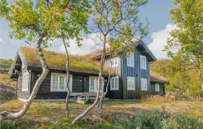 a log house with a grass roof at 3 Bedroom Nice Home In Oppdal in Oppdal