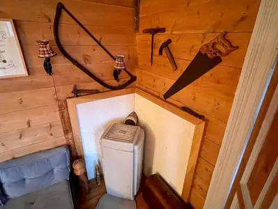 an inside view of a room with a stove and a wall at 8 person holiday home in Åkra-By Traum in Åkra