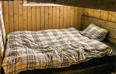 a bed with a blanket and two pillows in a room at 3 Bedroom Amazing Home In Eggedal in Eggedal