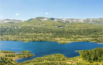 an aerial view of a lake in the mountains at 3 Bedroom Amazing Home In Eggedal in Eggedal