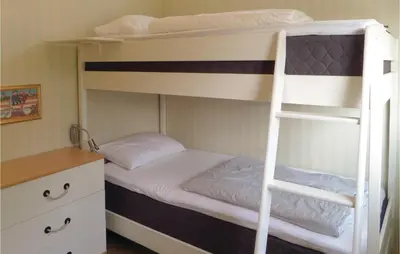 a bedroom with two bunk beds with a ladder at Gorgeous Home In Sveio With Kitchen in Sveio