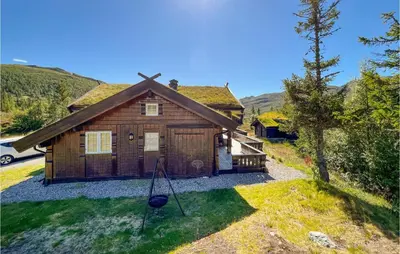 a house with a swing in front of it at Beautiful Home In Rjukan With Sauna in Rjukan