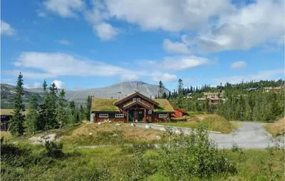 a house with a grass roof on a hill at Beautiful Home In Rjukan With Sauna in Rjukan