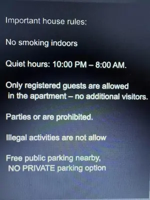 a screenshot of a phone screen with the words important house rules at Litle cozy apartment in Ålesund in Ålesund