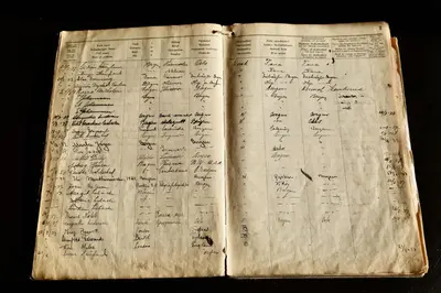 an open book with handwriting on the pages at Hardangerfjord View - luxury fjord-side holiday home in Øystese